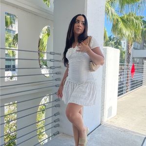 Women Ruffle Mini Dress Bodycon Square Halter Neck